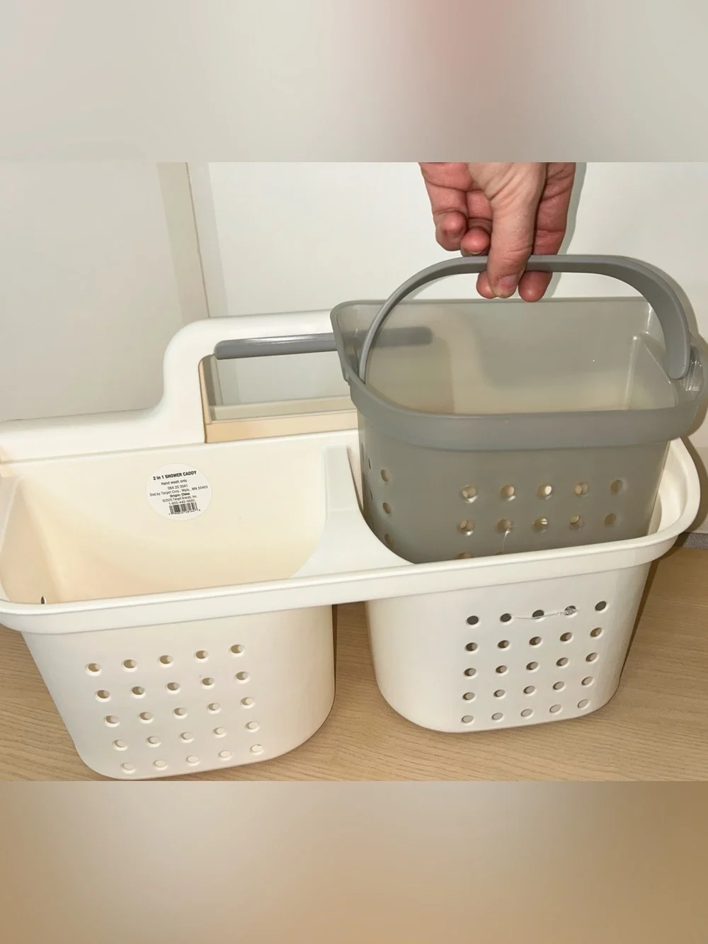 Target White 2-in-1 Shower Caddy with Gray Handle